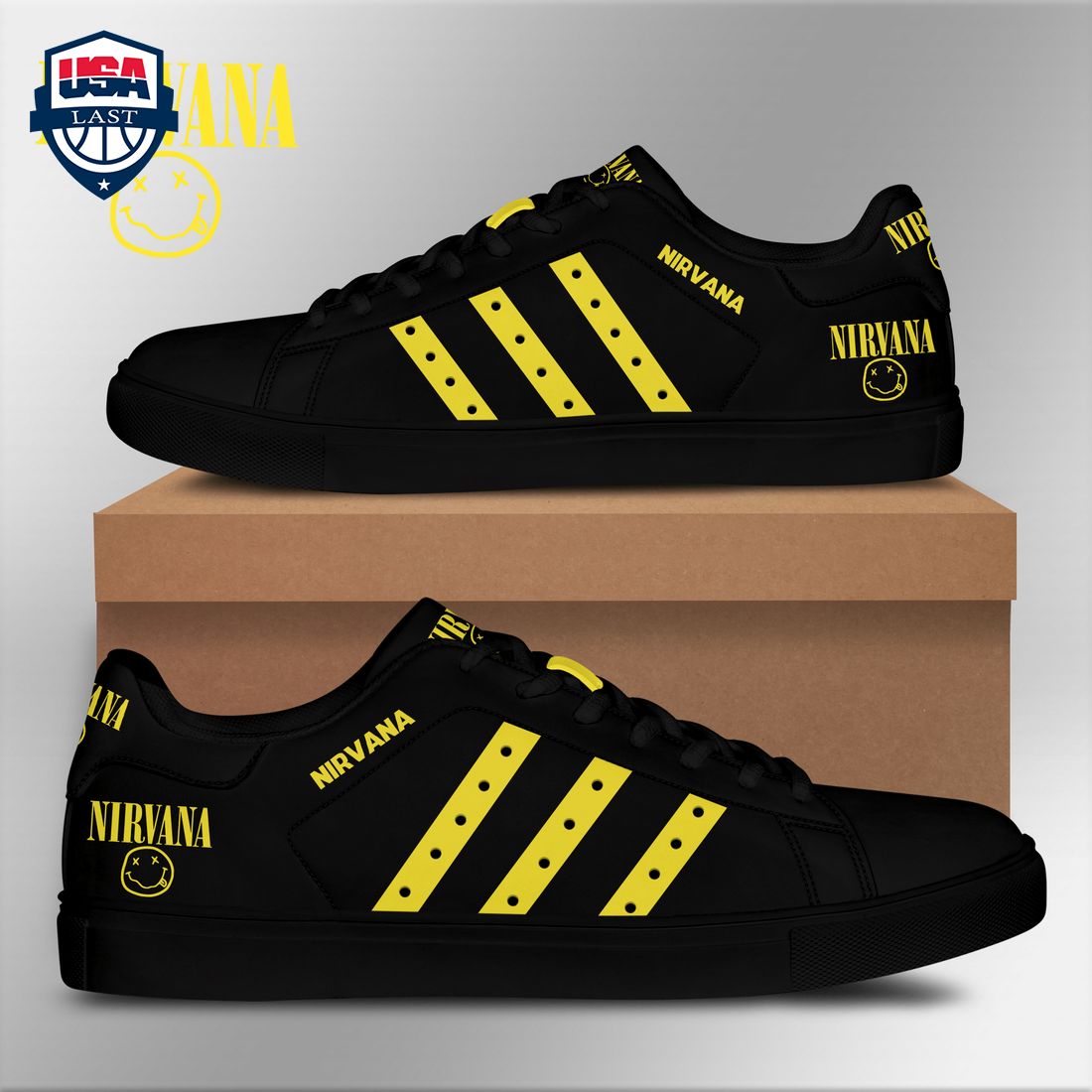 Nirvana Yellow Stripes Style 3 Stan Smith Low Top Shoes – Saleoff