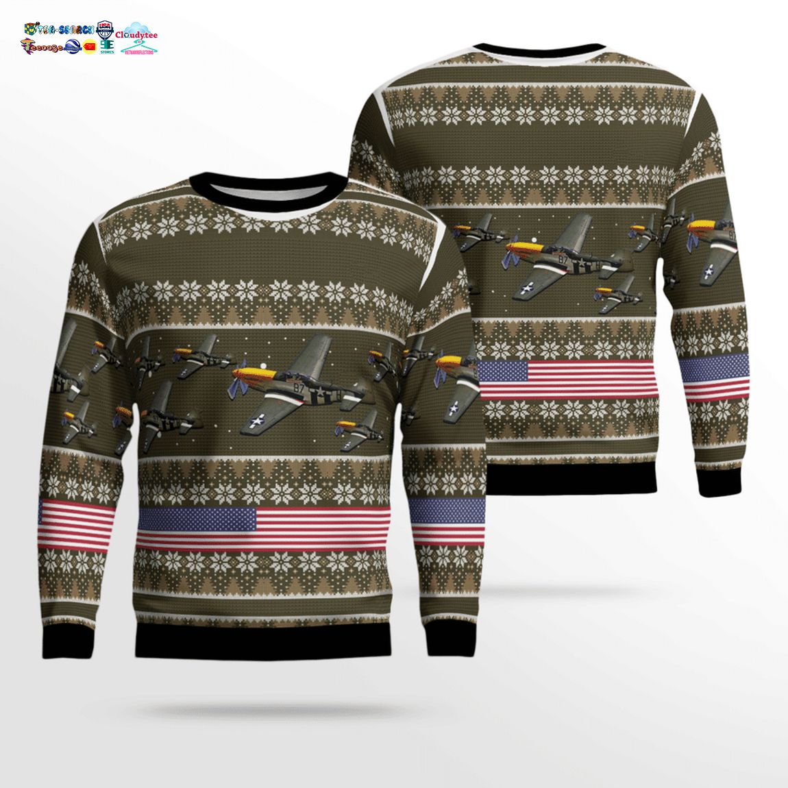 North American P-51 Mustang 3D Christmas Sweater – Saleoff