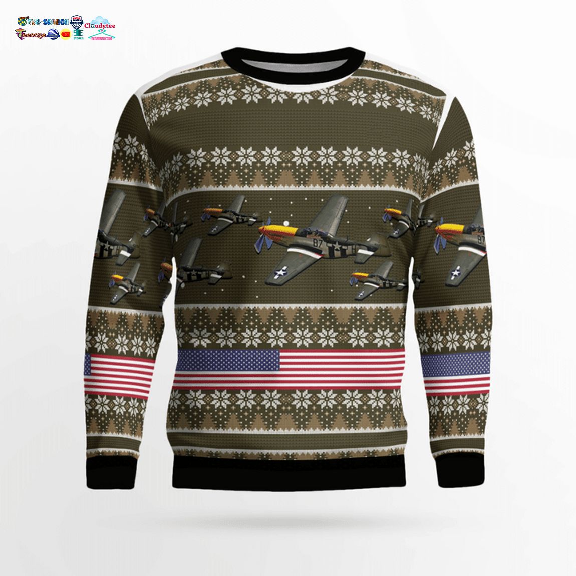 North American P-51 Mustang 3D Christmas Sweater - Saleoff