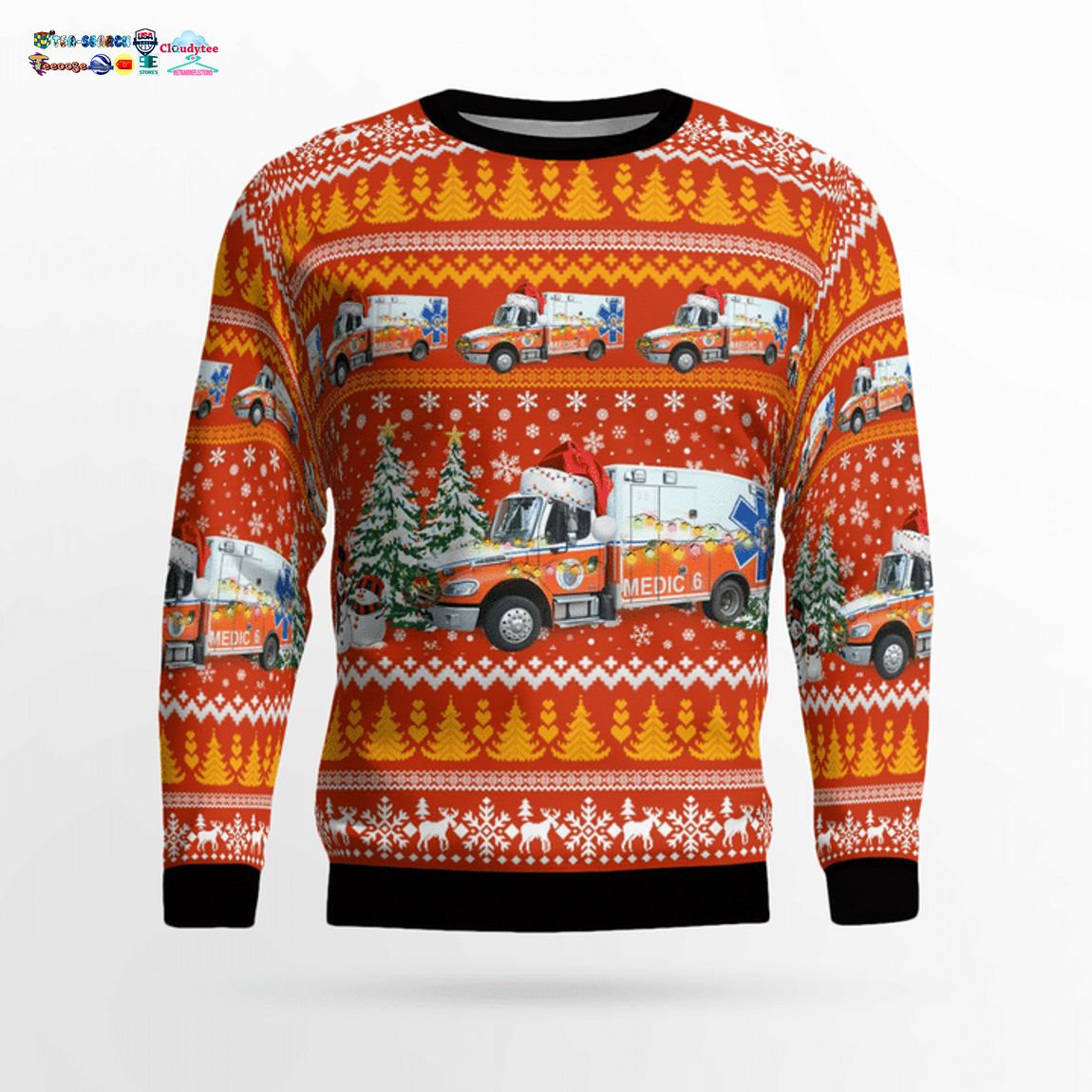 North Carolina Orange EMS 3D Christmas Sweater
