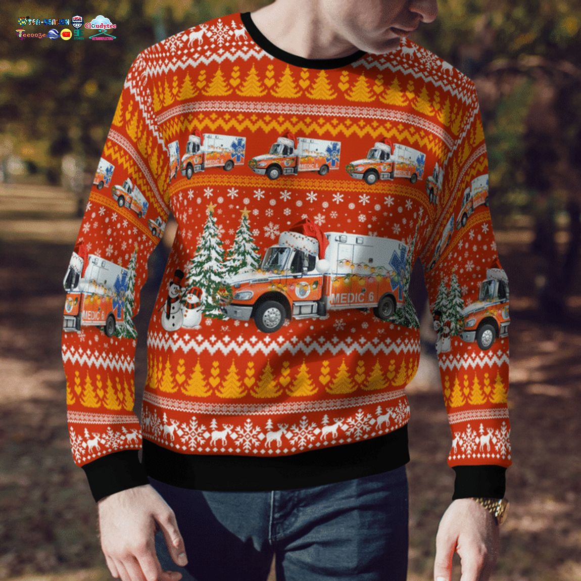 North Carolina Orange EMS 3D Christmas Sweater