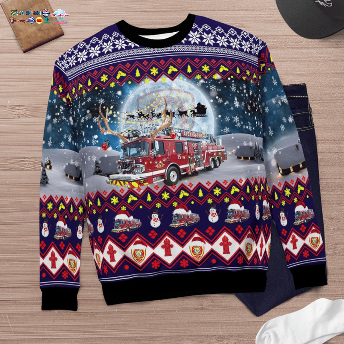 North Carolina Town of Apex Fire Department 3D Christmas Sweater