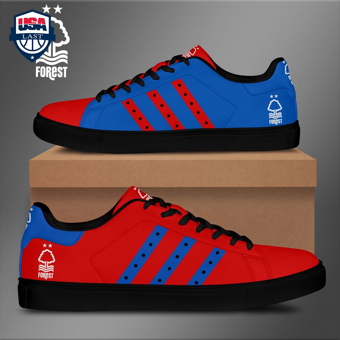 Nottingham Forest FC Red Blue Stripes Stan Smith Low Top Shoes – Saleoff