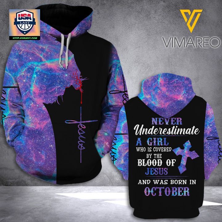 October Girl Glitter 3D All Over Print Hoodie - Cutting dash