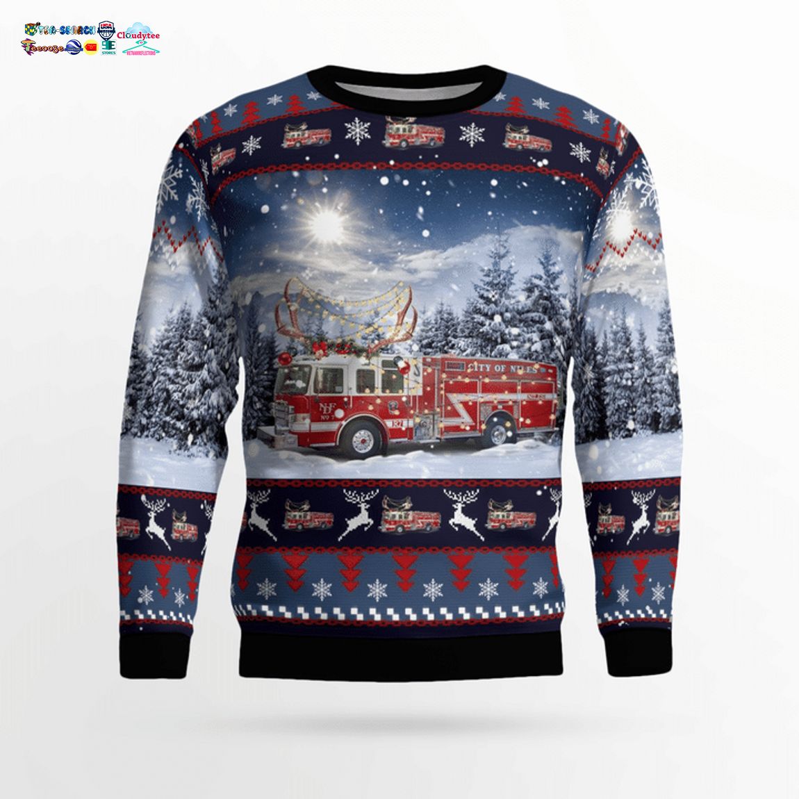 Ohio Niles Fire Department 3D Christmas Sweater
