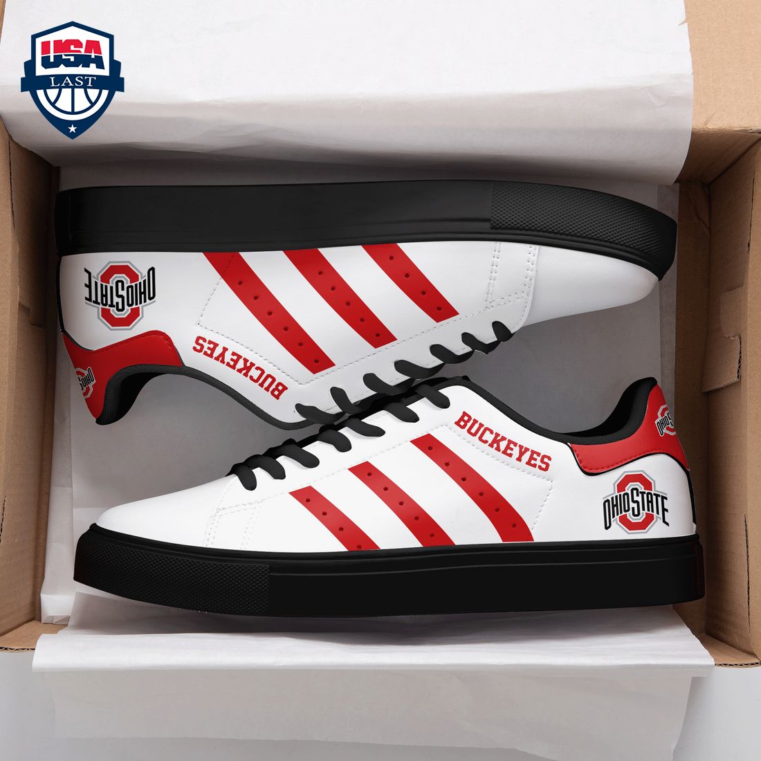 Ohio State Buckeyes Red Stripes Stan Smith Low Top Shoes – Saleoff