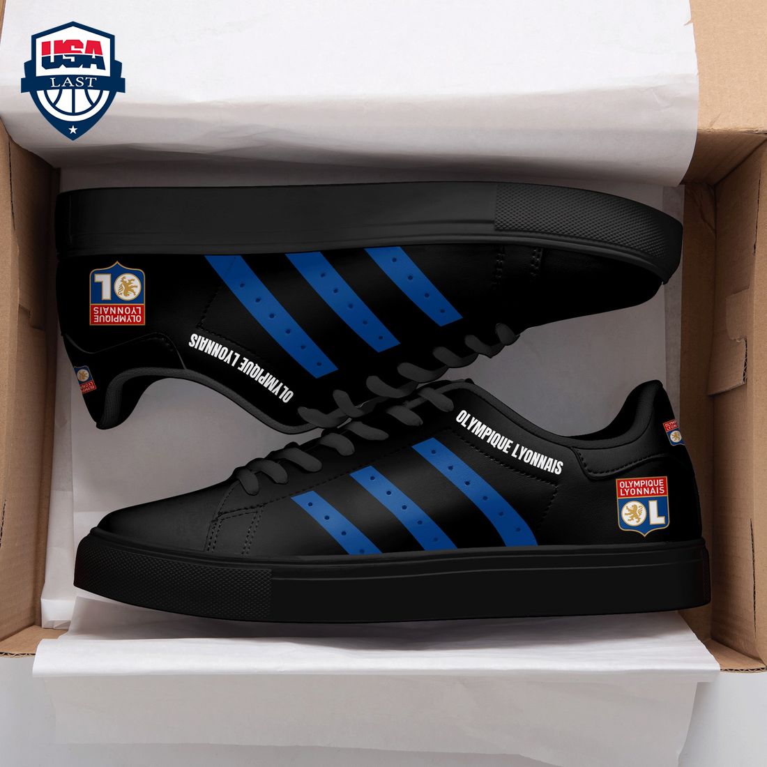 Olympique Lyonnais Navy Stripes Style 1 Stan Smith Low Top Shoes – Saleoff