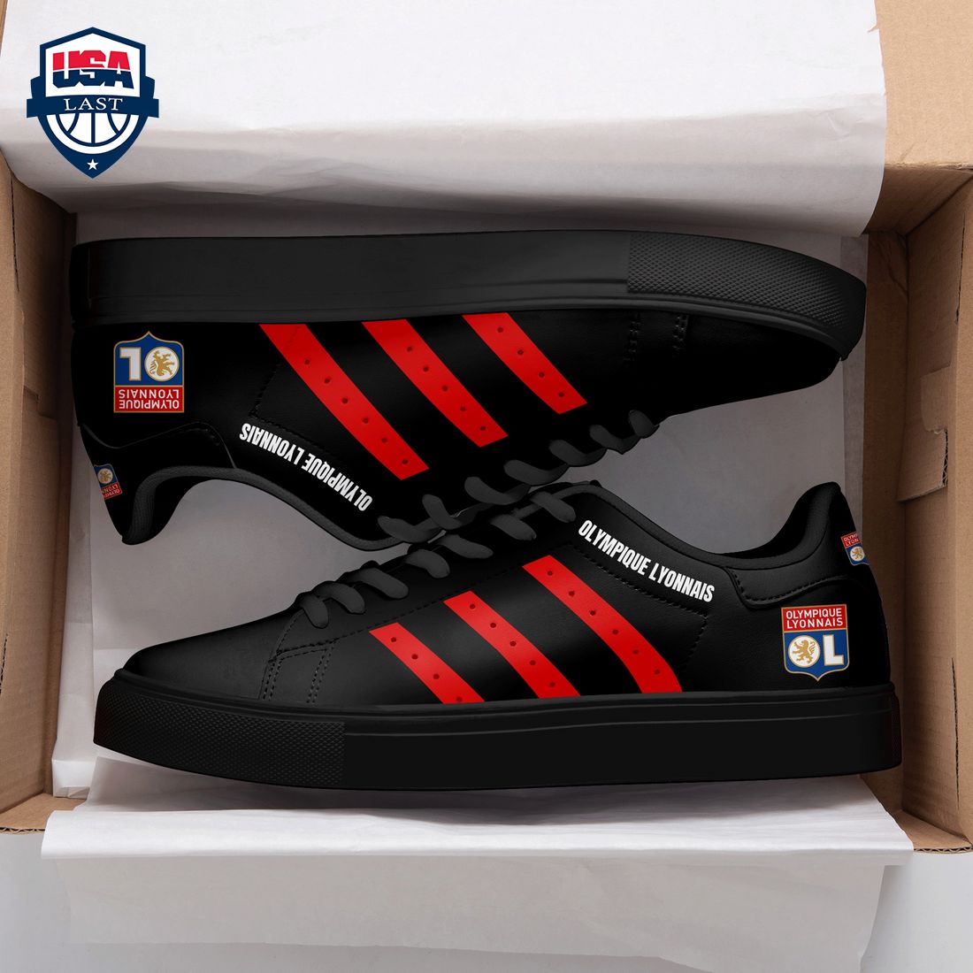 Olympique Lyonnais Red Stripes Stan Smith Low Top Shoes – Saleoff