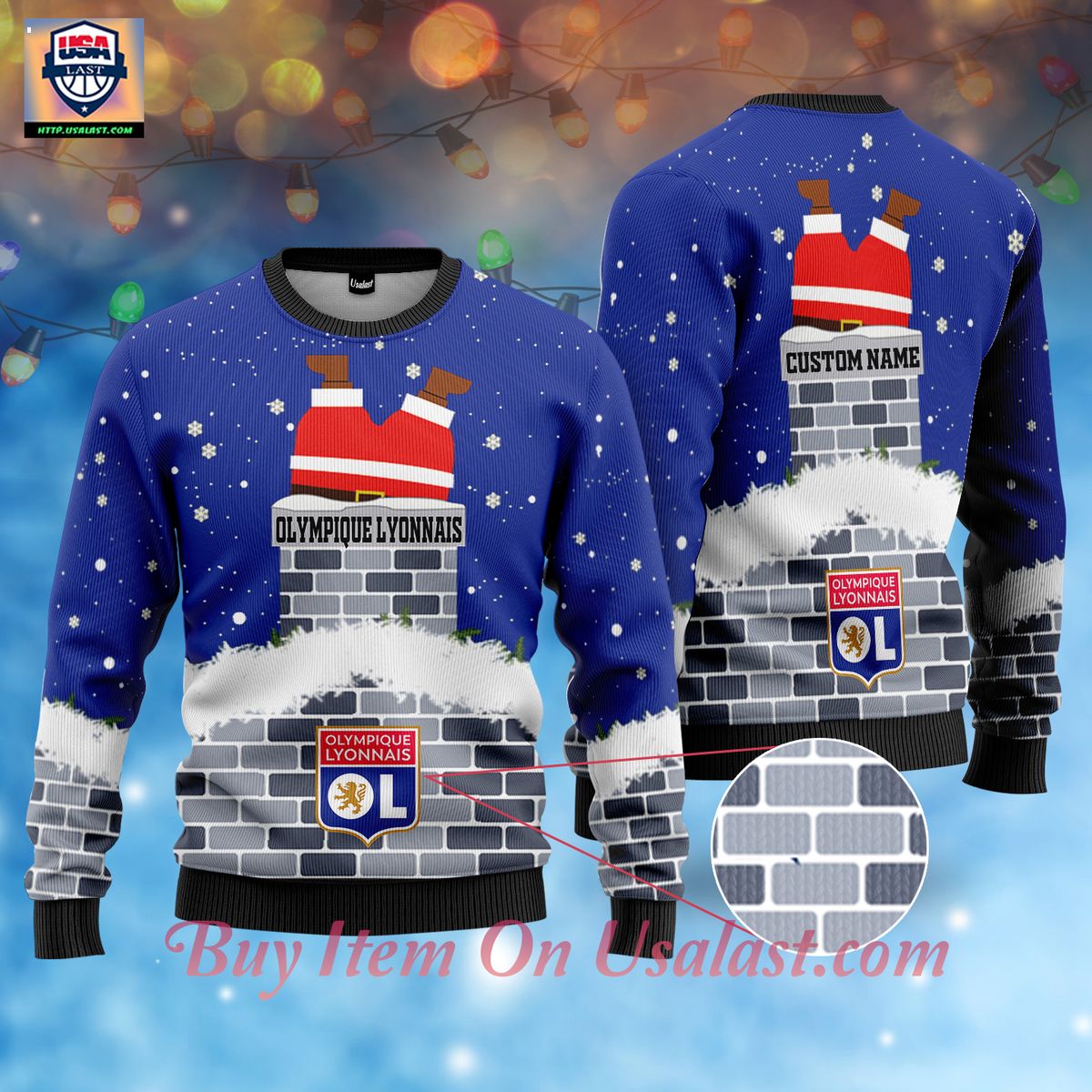 Olympique Lyonnais Santa Claus Custom Name Ugly Christmas Sweater – Usalast