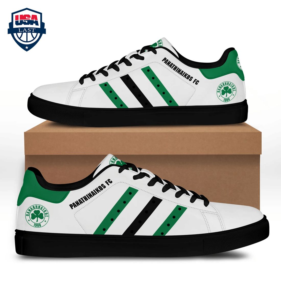 Panathinaikos FC Green Black Stripes Stan Smith Low Top Shoes – Saleoff