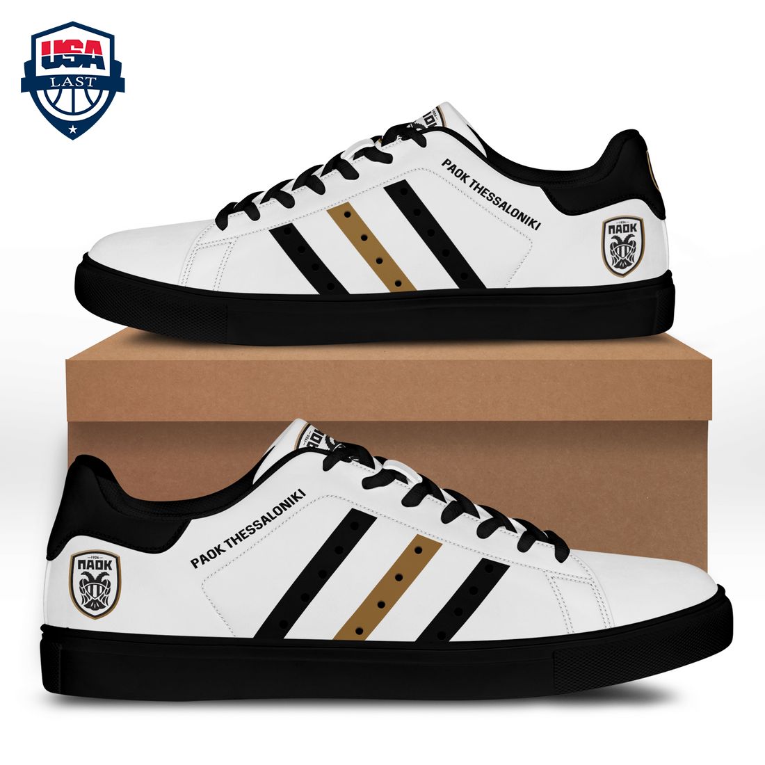 PAOK FC Black Brown Stripes Style 1 Stan Smith Low Top Shoes – Saleoff