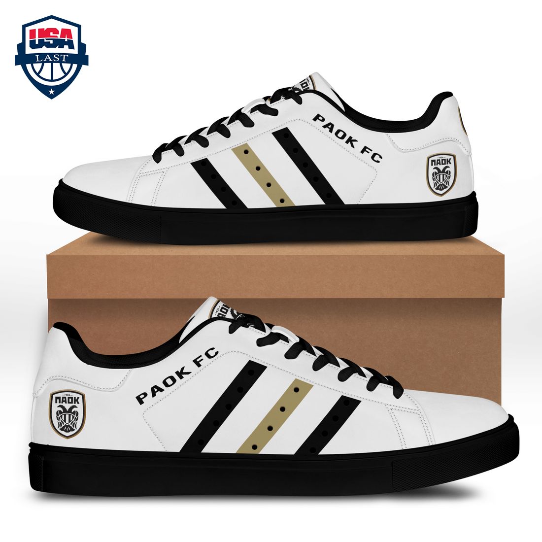 PAOK FC Black Brown Stripes Style 2 Stan Smith Low Top Shoes – Saleoff