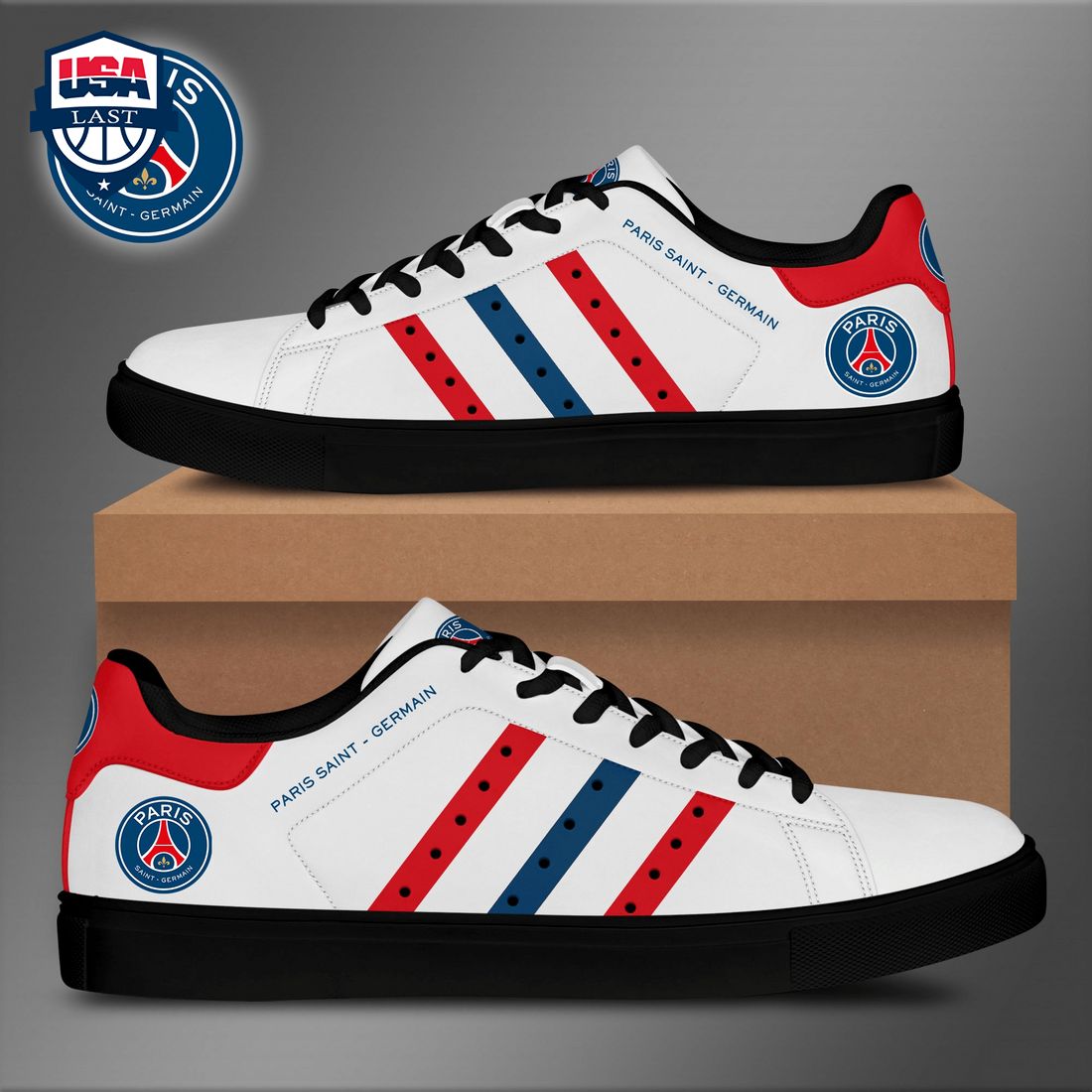 Paris Saint-Germain Red Navy Stripes Stan Smith Low Top Shoes – Saleoff
