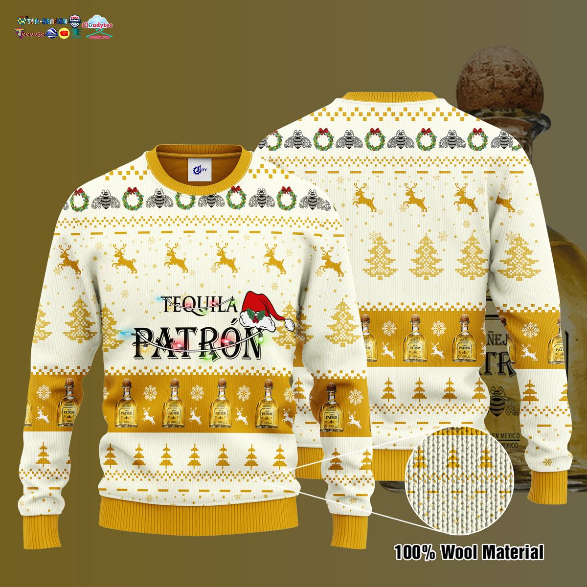 Patron Santa Hat Ugly Christmas Sweater