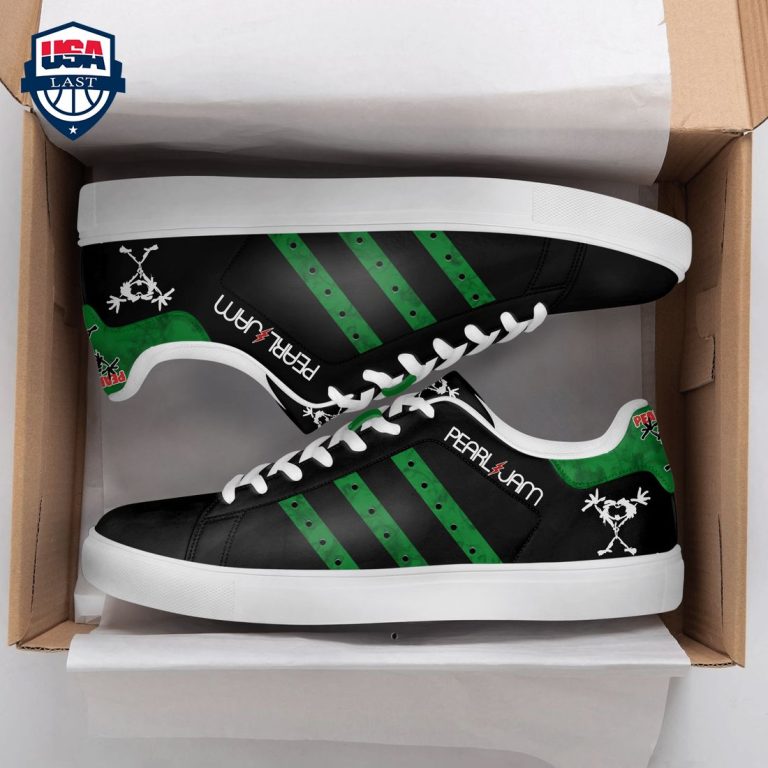 Pearl Jam Green Stripes Style 2 Stan Smith Low Top Shoes - Rocking picture