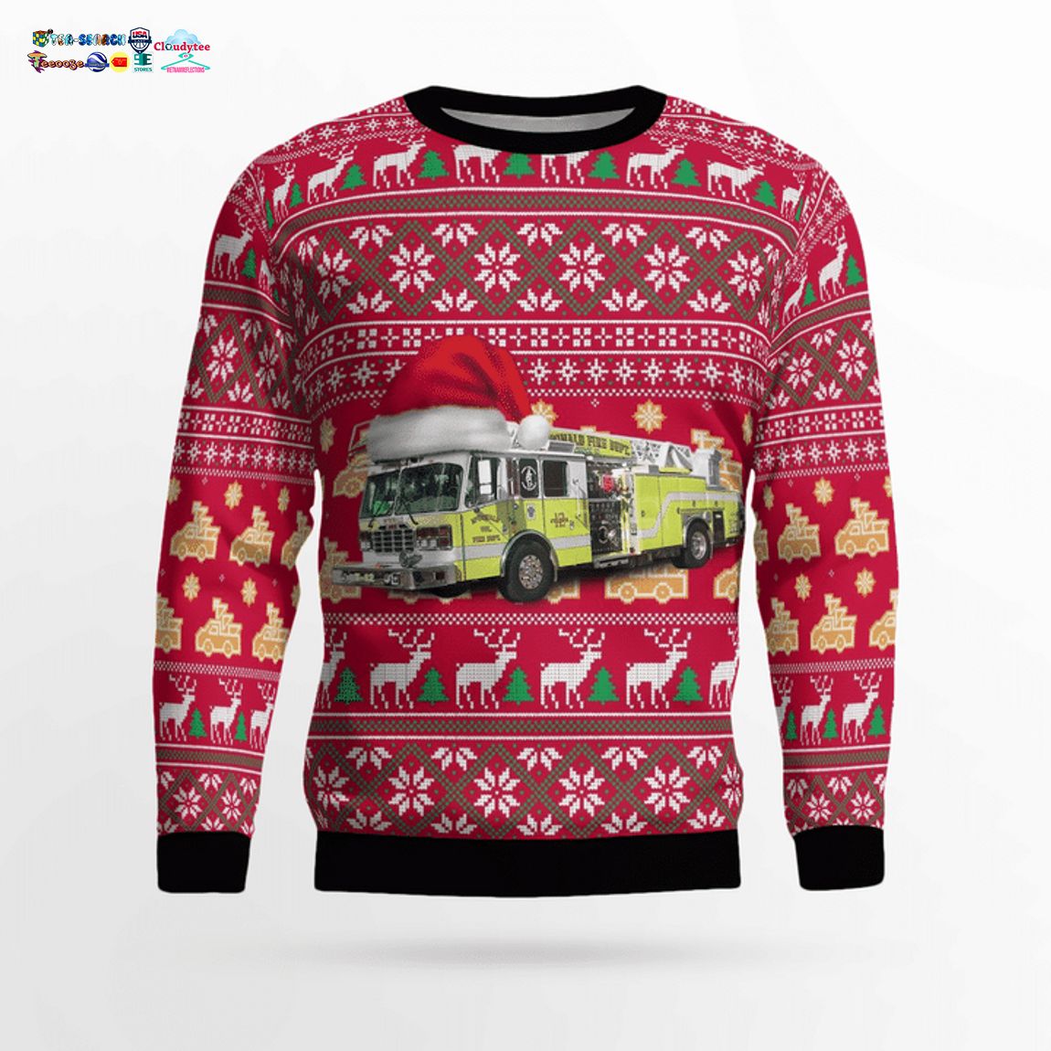 Pennsylvania McDonald Volunteer Fire Department Truck 12 3D Christmas Sweater