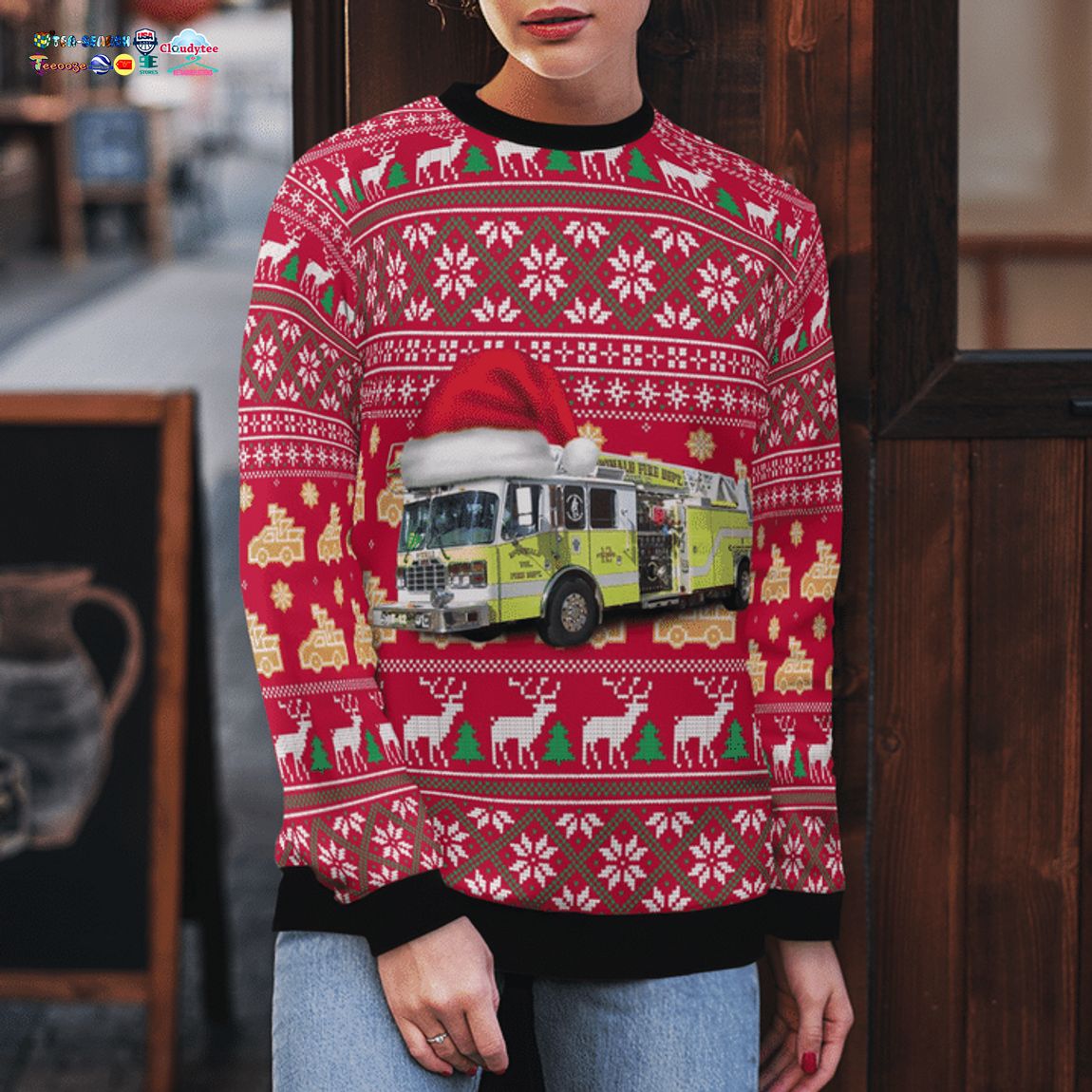 Pennsylvania McDonald Volunteer Fire Department Truck 12 3D Christmas Sweater