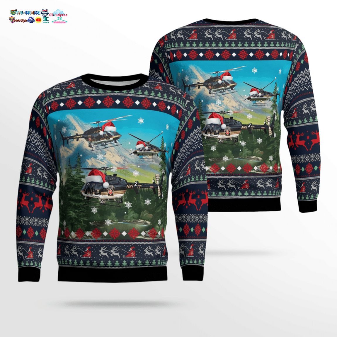 Pennsylvania State Police Bell 407GX 3D Christmas Sweater