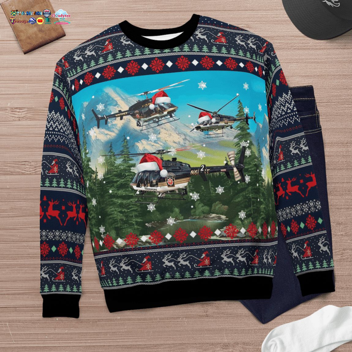 Pennsylvania State Police Bell 407GX 3D Christmas Sweater