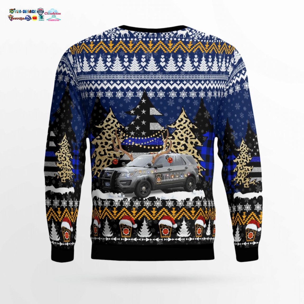 Pennsylvania State Police Ford Police Interceptor Utility 3D Christmas Sweater