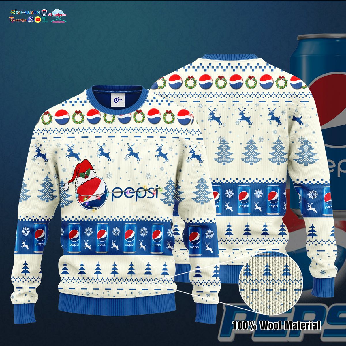 Pepsi Santa Hat Ugly Christmas Sweater