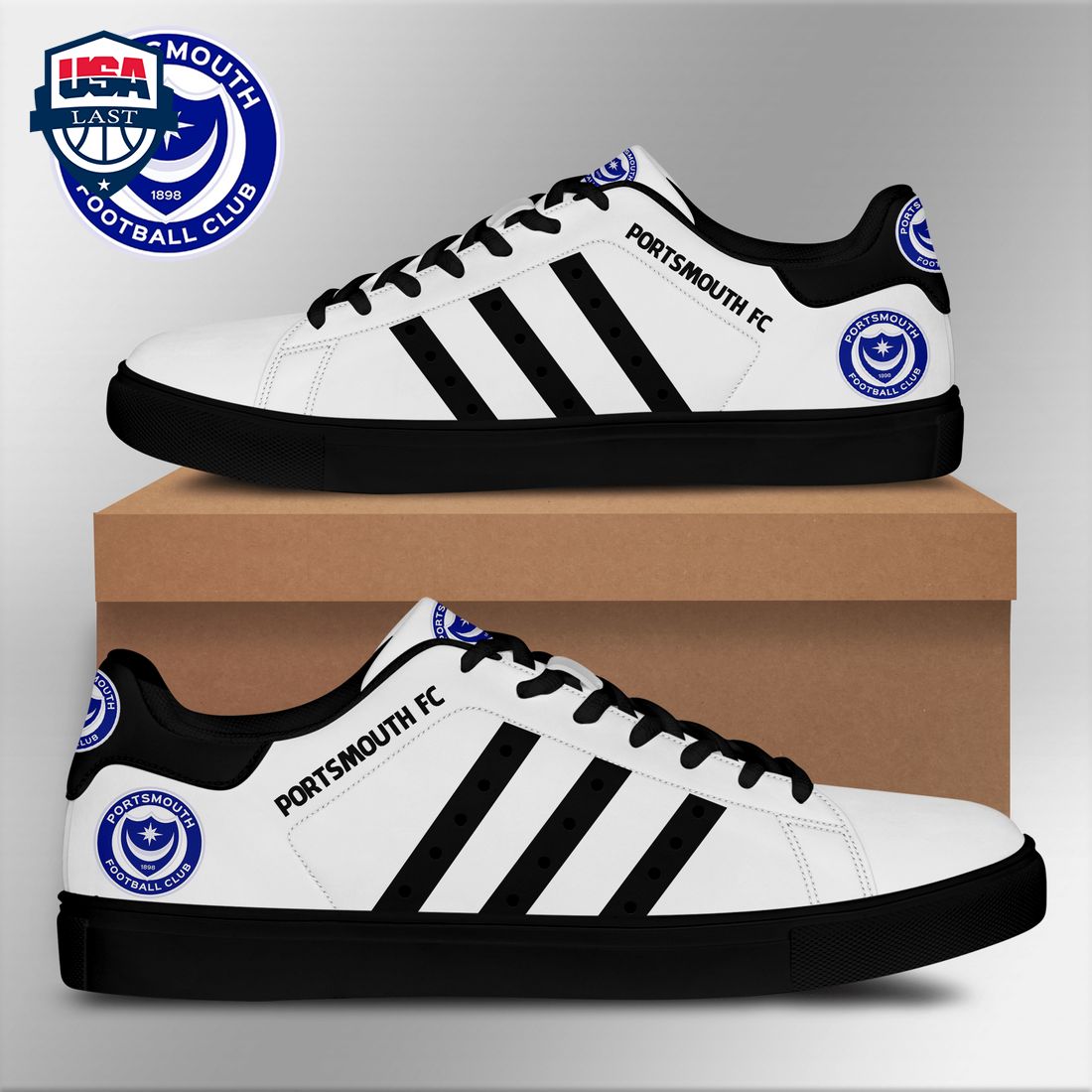 Portsmouth FC Black Stripes Stan Smith Low Top Shoes – Saleoff