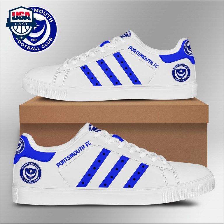Portsmouth FC Blue Stripes Style 1 Stan Smith Low Top Shoes - Selfie expert