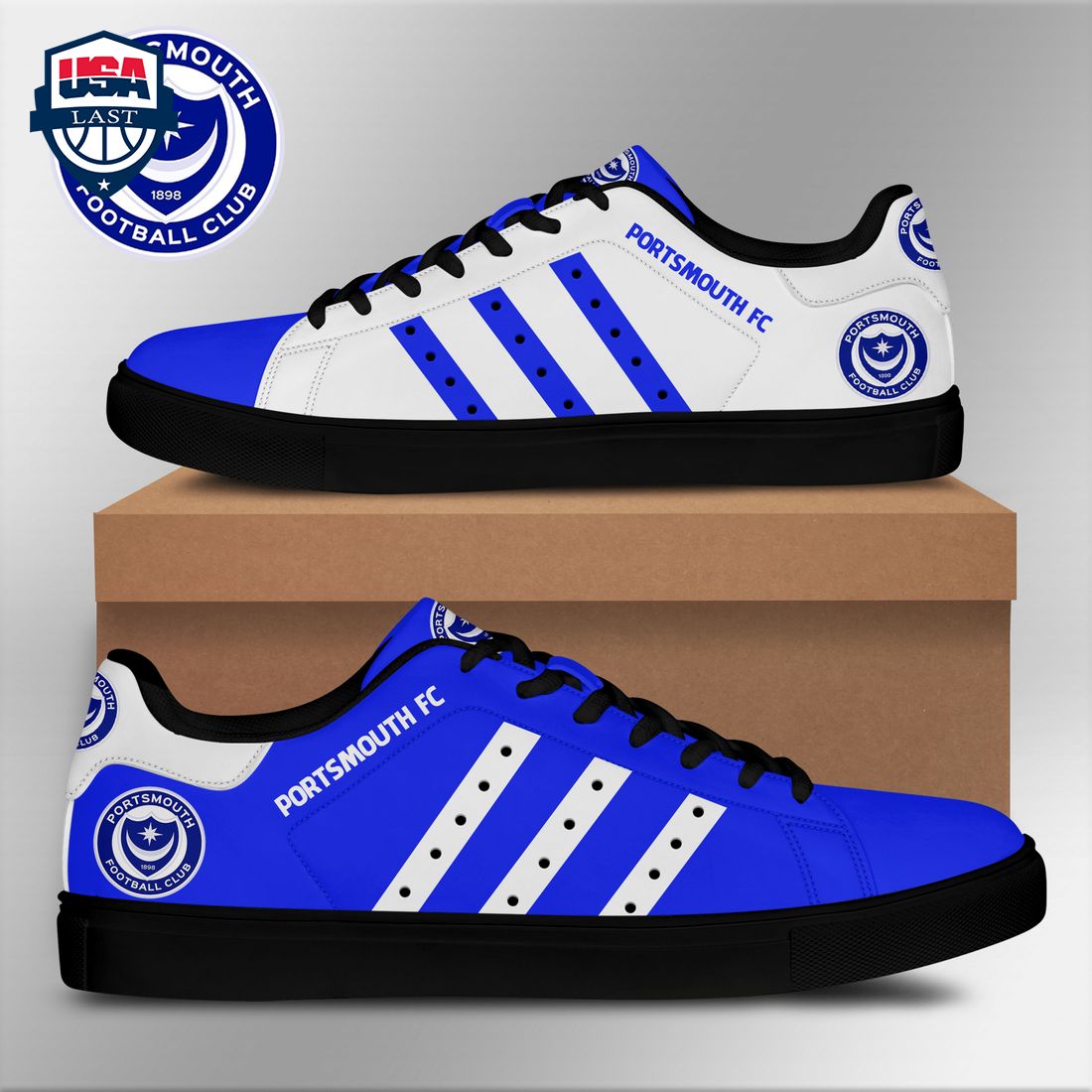 Portsmouth FC Blue White Stripes Stan Smith Low Top Shoes – Saleoff