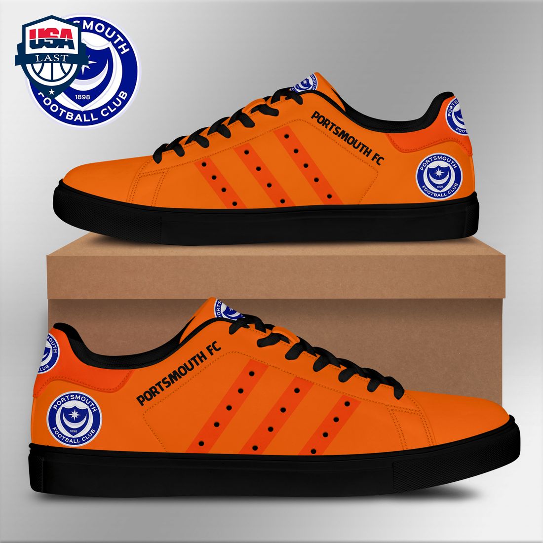 Portsmouth FC Orange Stripes Stan Smith Low Top Shoes - Best couple on earth
