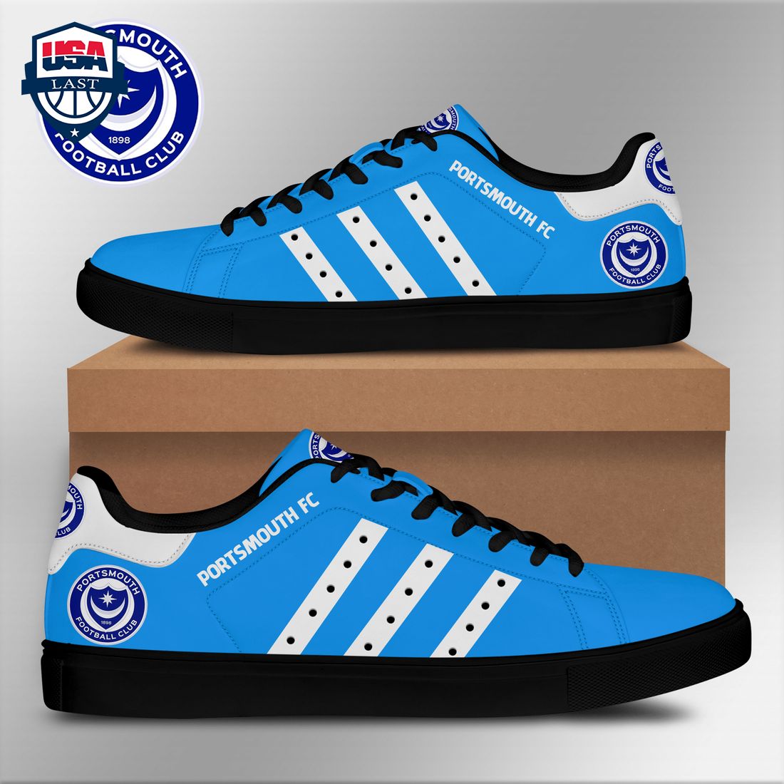 Portsmouth FC White Stripes Stan Smith Low Top Shoes – Saleoff