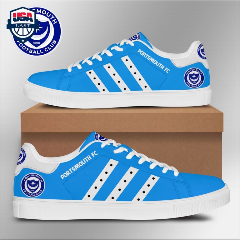 Portsmouth FC White Stripes Stan Smith Low Top Shoes - Cutting dash