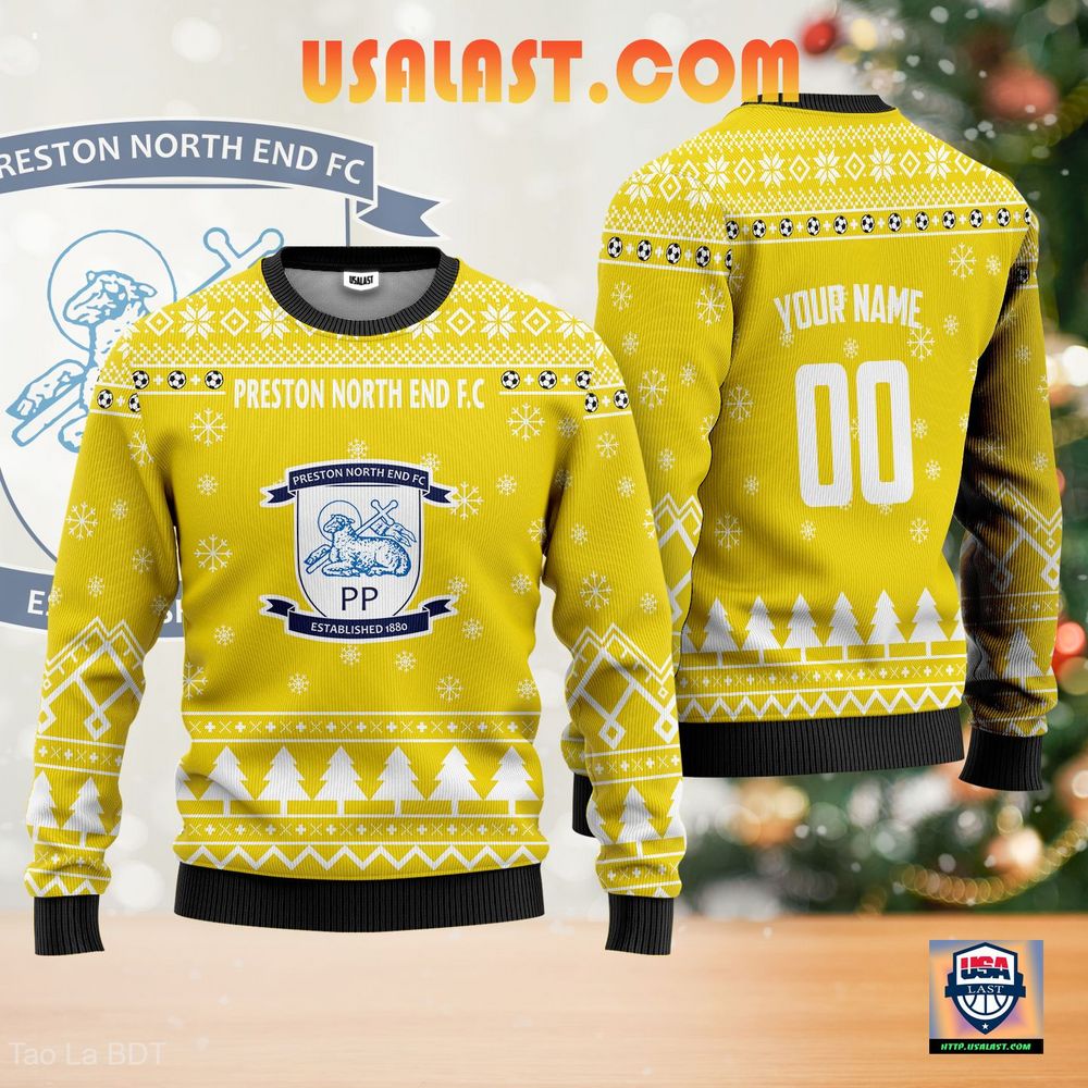 Preston North End F.C Ugly Christmas Sweater Light Yellow Version – Usalast