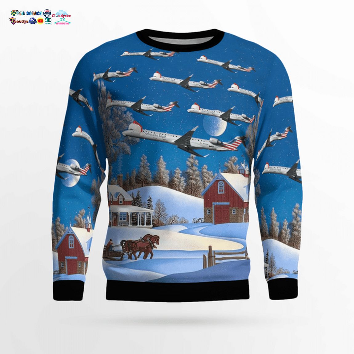 PSA Airlines Bombardier CRJ900 3D Christmas Sweater