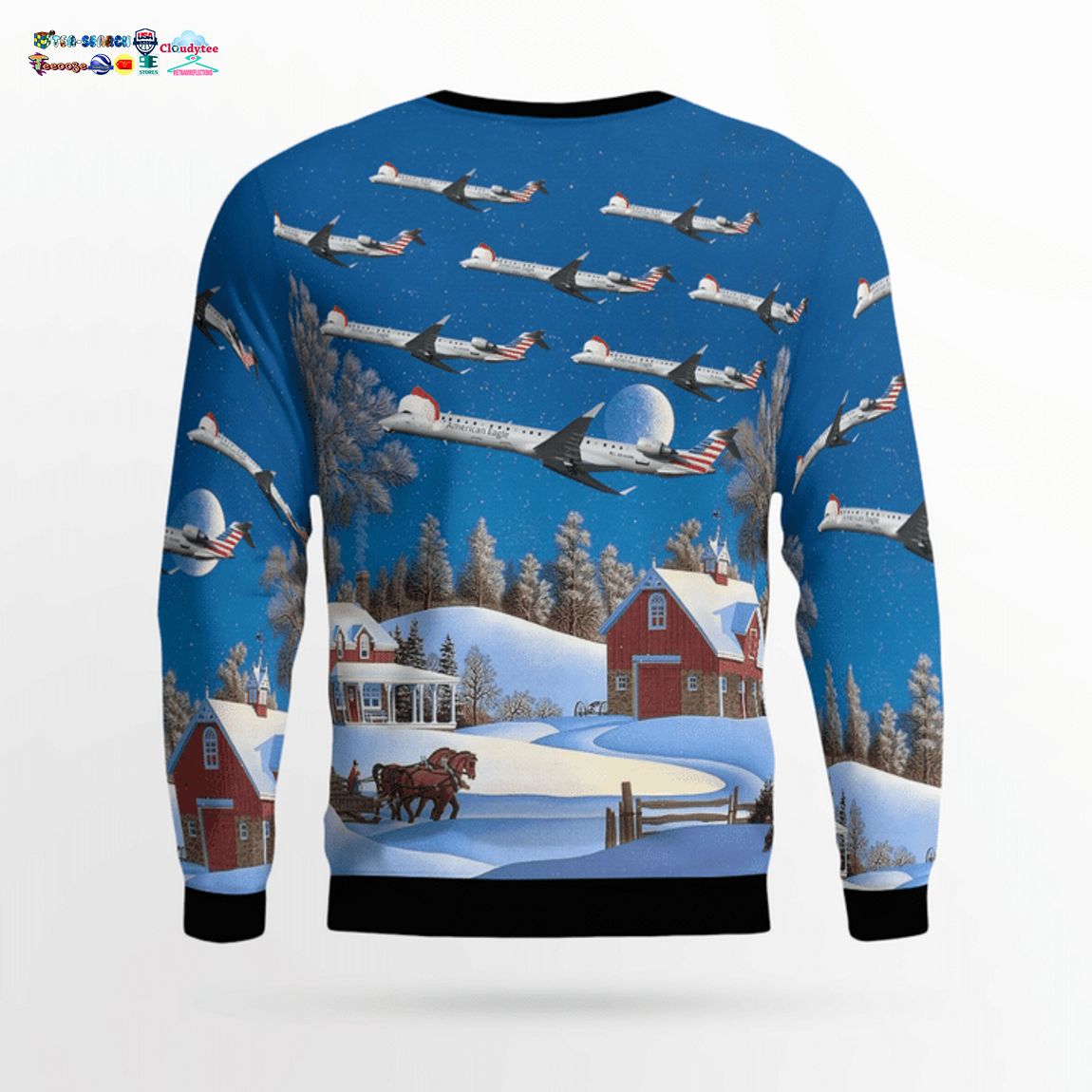 PSA Airlines Bombardier CRJ900 3D Christmas Sweater