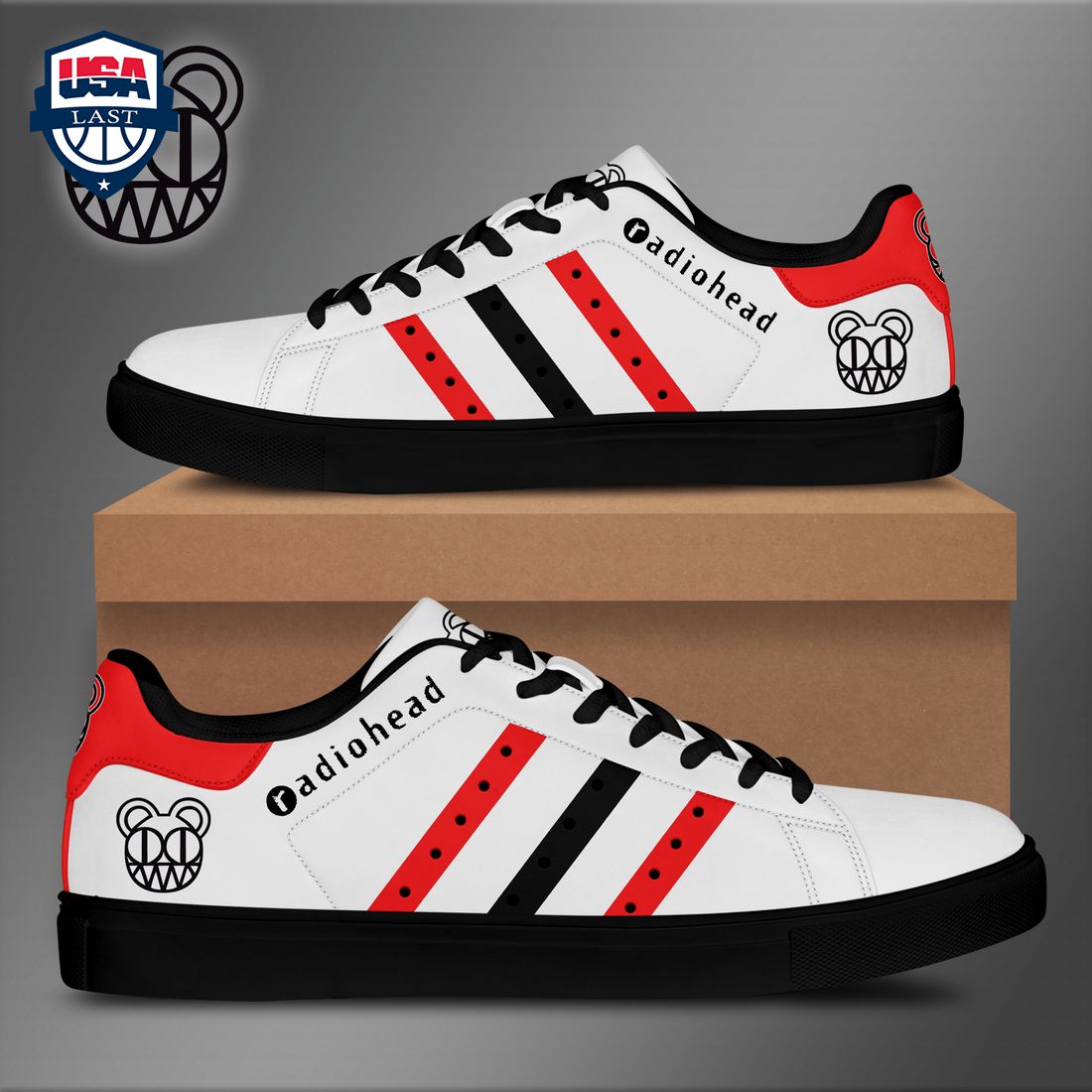 Radiohead Red Black Stripes Stan Smith Low Top Shoes – Saleoff