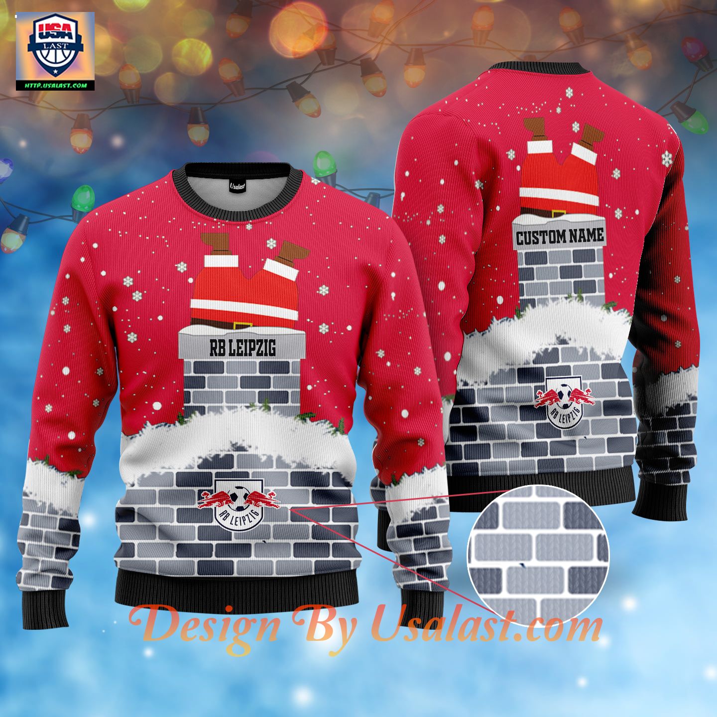 RB Leipzig Custom Name Ugly Christmas Sweater - Red Version - Heroine