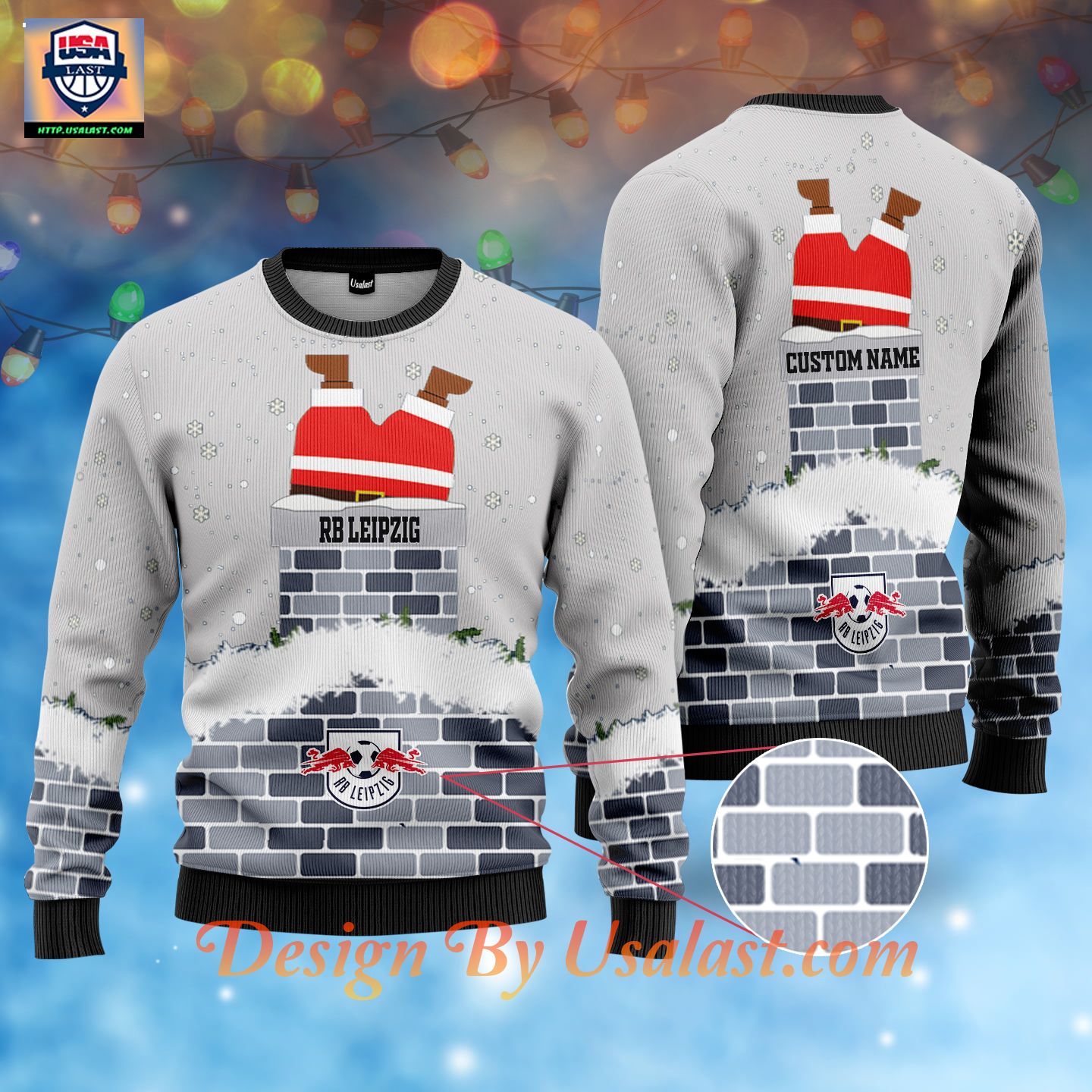 RB Leipzig Custom Name Ugly Christmas Sweater – Sliver Version – Usalast
