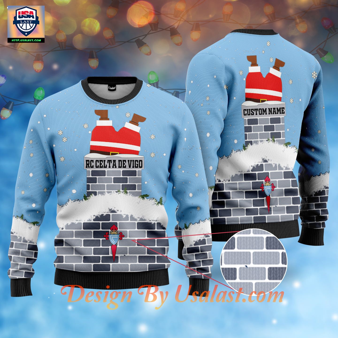 RC Celta de Vigo Santa Claus Custom Name Ugly Christmas Sweater – Usalast
