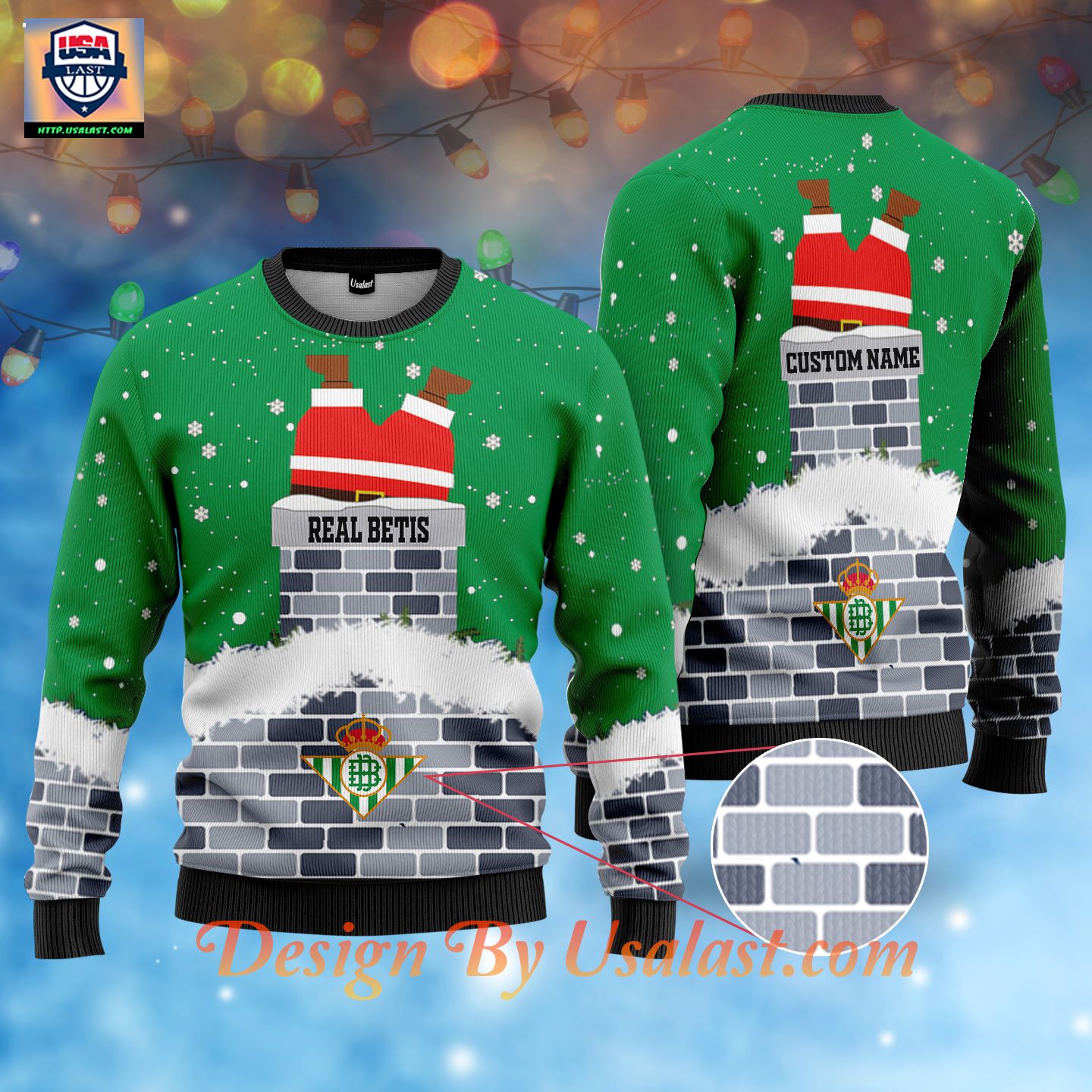 Real Betis Santa Claus Custom Name Ugly Christmas Sweater – Usalast