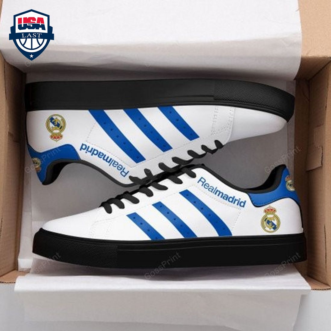Real Madrid Blue Stripes Stan Smith Low Top Shoes – Saleoff