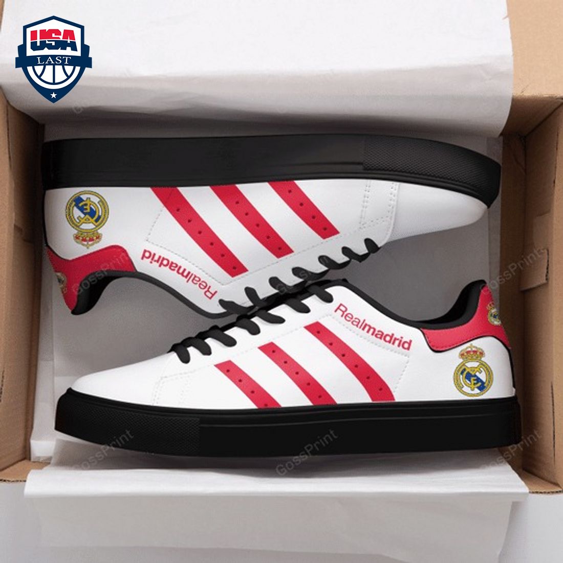 Real Madrid Pink Stripes Stan Smith Low Top Shoes – Saleoff