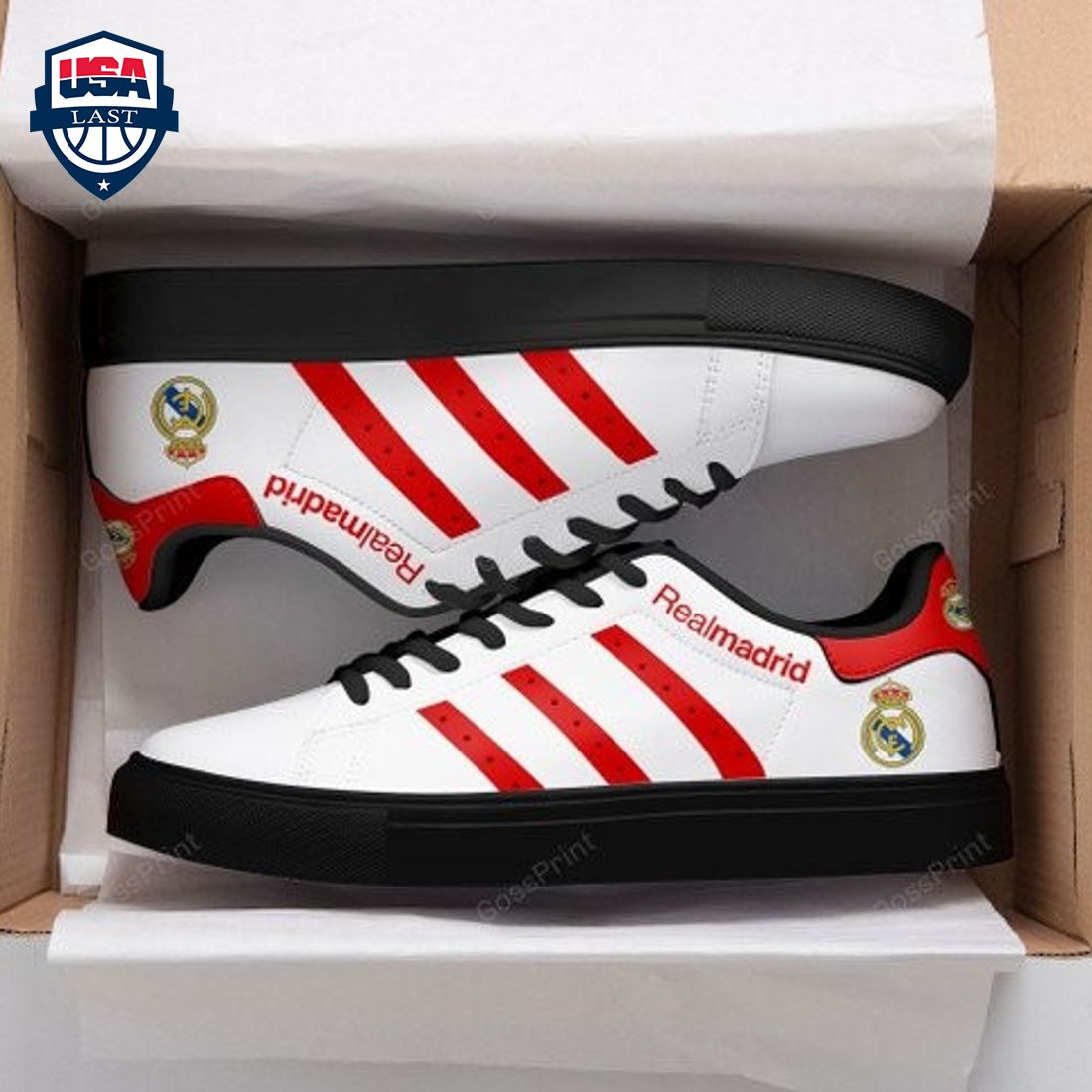 Real Madrid Red Stripes Stan Smith Low Top Shoes – Saleoff