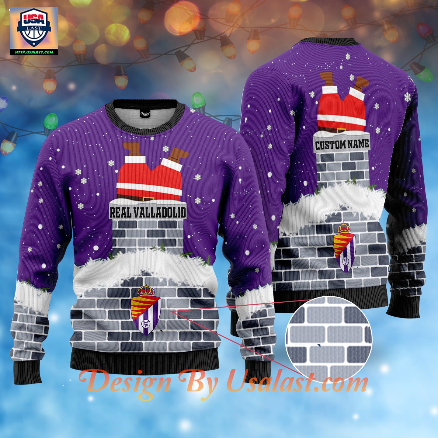 Real Valladolid Santa Claus Custom Name Ugly Christmas Sweater – Usalast