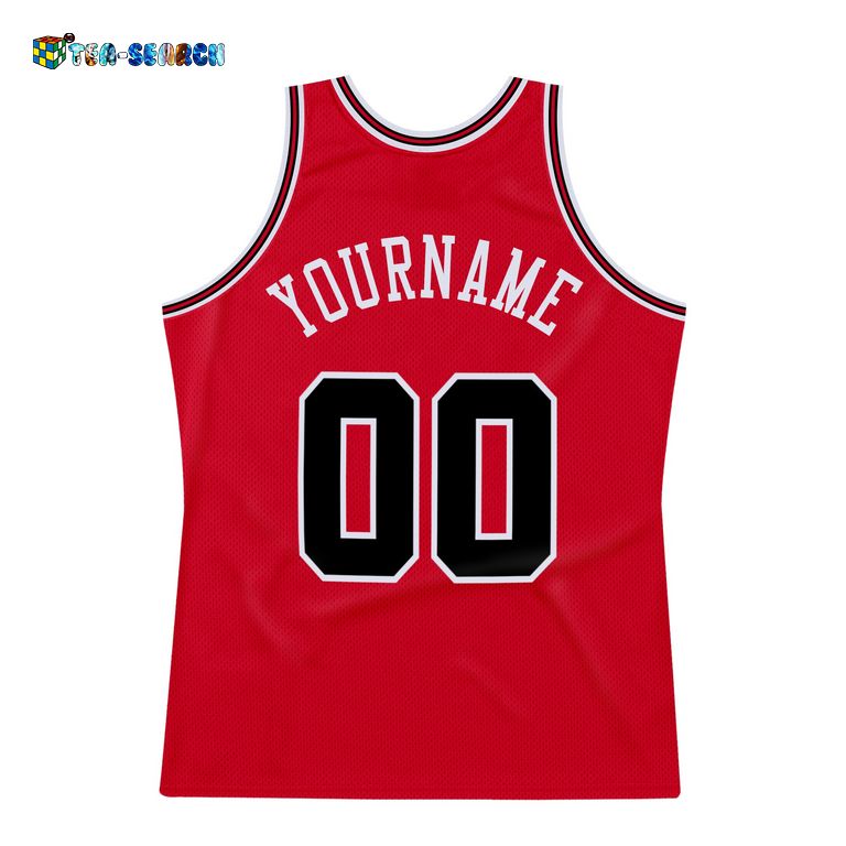 Red Black-red Authentic Throwback Basketball Jersey - You are always best dear