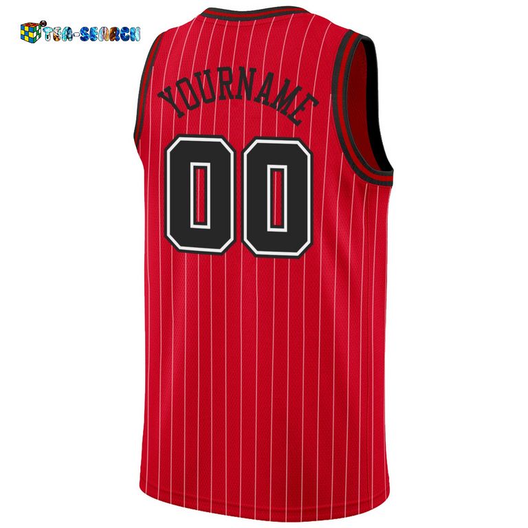Red White Pinstripe Black-white Authentic Basketball Jersey - Sizzling