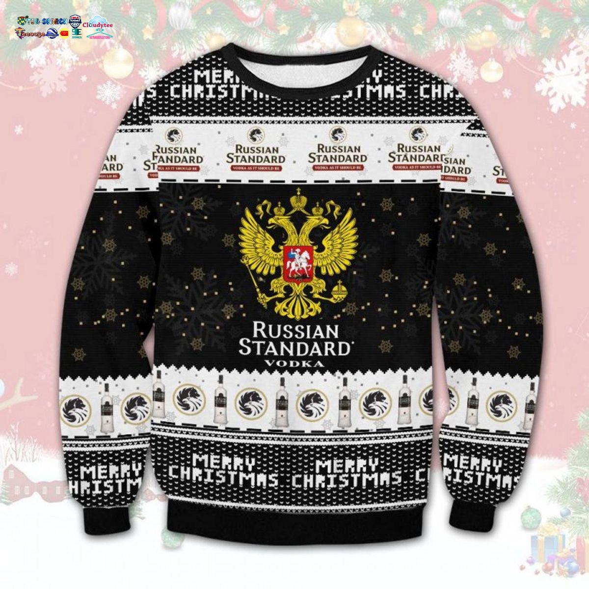 Russian Standard Vodka Ugly Christmas Sweater - Stand easy bro