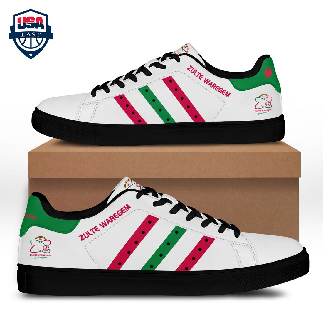 S.V. Zulte Waregem Pink Green Stripes Stan Smith Low Top Shoes – Saleoff