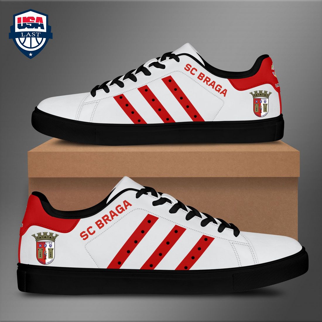 SC Braga Red Stripes Stan Smith Low Top Shoes – Saleoff