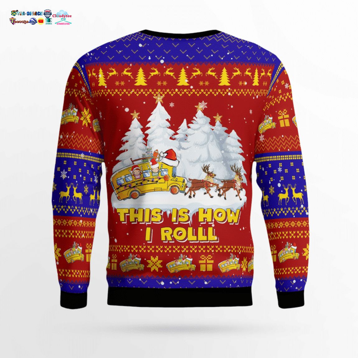 School Bus This Is How I Roll 3D Christmas Sweater