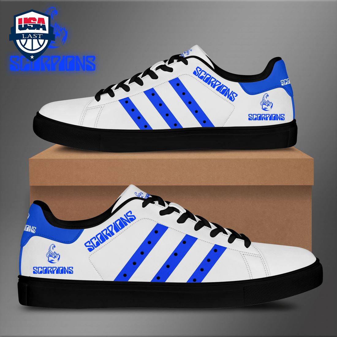 Scorpions Blue Stripes Style 1 Stan Smith Low Top Shoes – Saleoff
